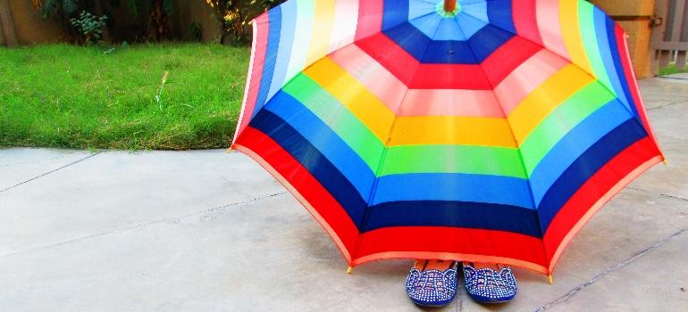 A multicolored umbrella 